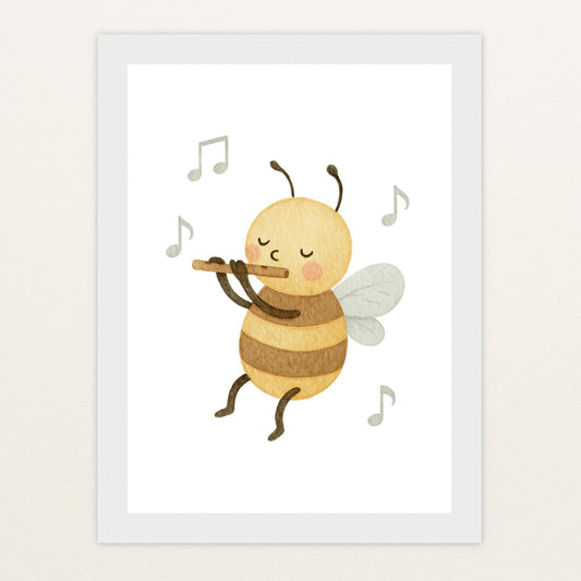 Bibi die Biene - Motiv: "Flöte" Poster mit Holzrahmen von tinylearner