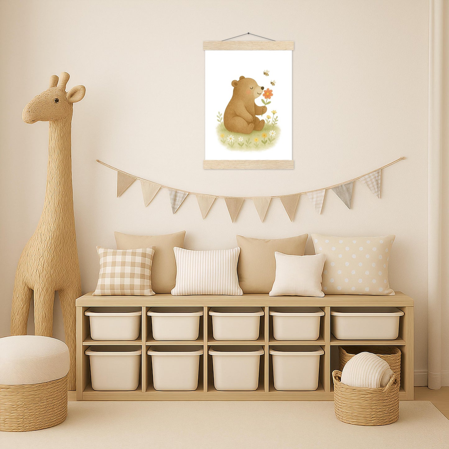 Balu der Bär - Motiv: "Blume" Poster mit Leisten von tinylearner