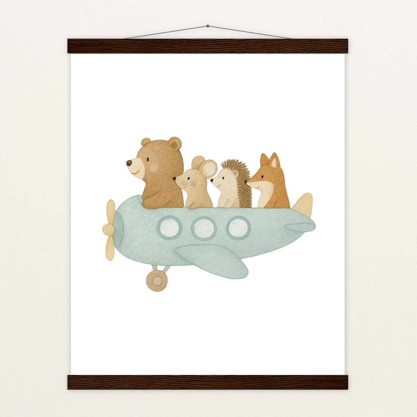 Tierfreunde - Motiv: "Flugzeug" Poster mit Leisten von tinylearner