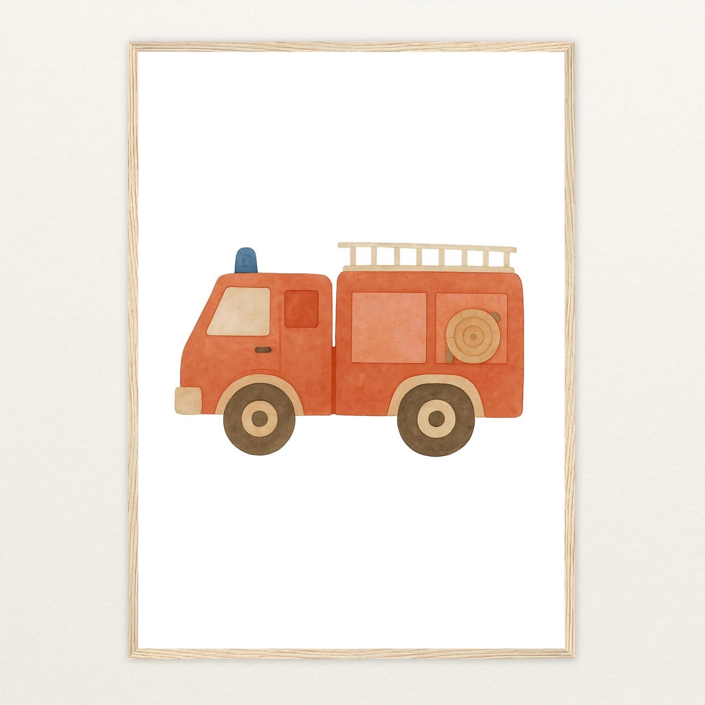 Feuerwehrauto Poster mit Holzrahmen von tinylearner