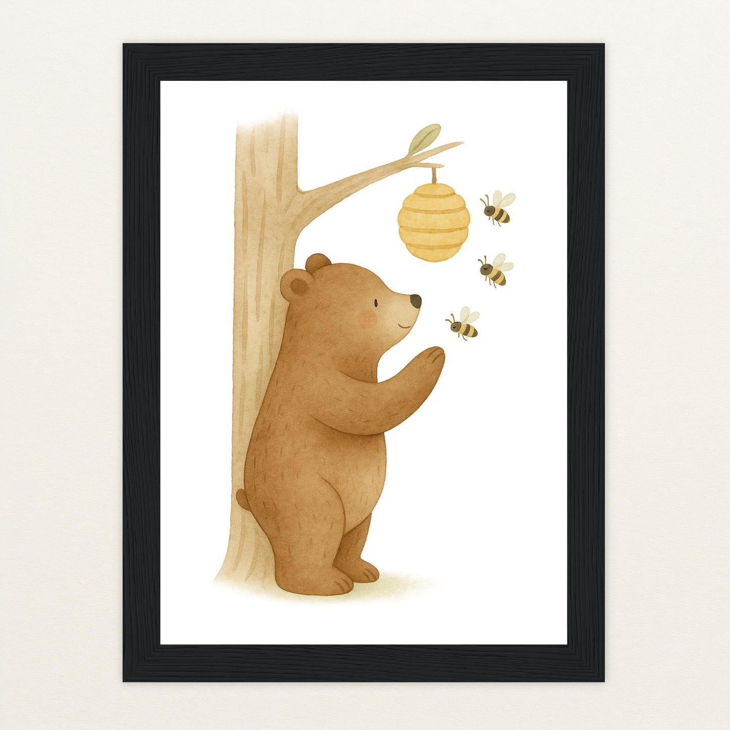 Balu der Bär - Motiv: "Bienenstock" Poster mit Holzrahmen von tinylearner