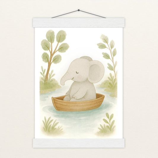 Emil der Elefant - Motiv: "Boot" Poster mit Leisten von tinylearner