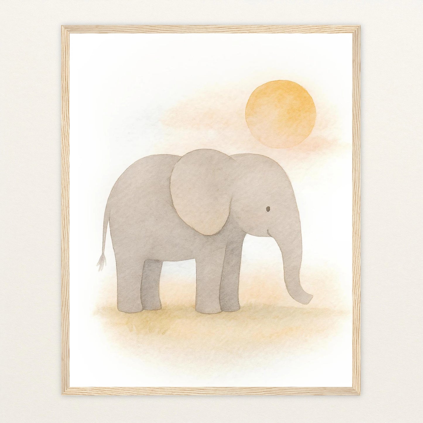 Emil der Elefant - Motiv: "Sonne" Poster mit Holzrahmen von tinylearner