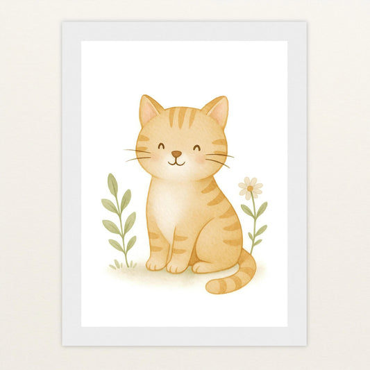 Kira die Katze Poster mit Holzrahmen von tinylearner