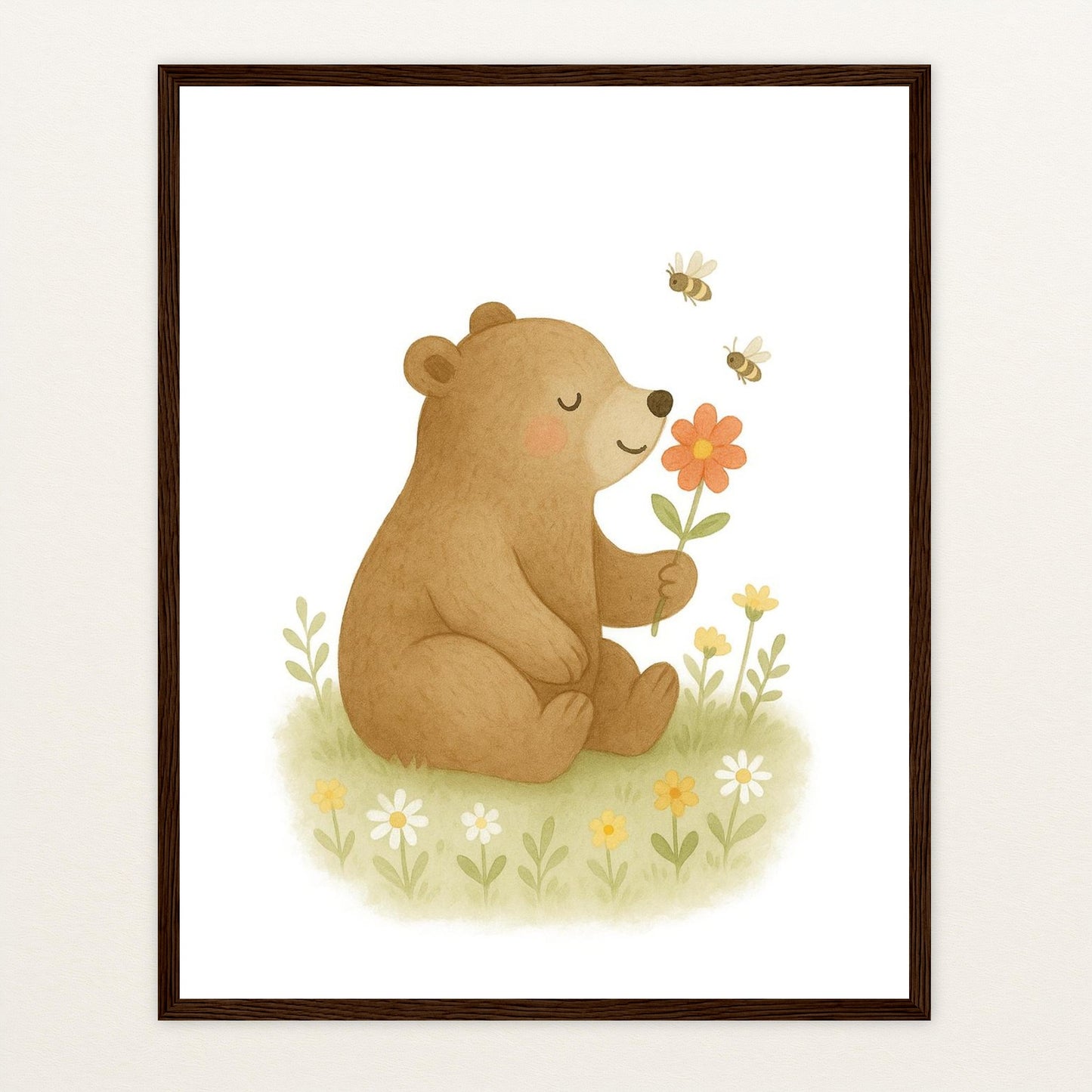 Balu der Bär - Motiv: "Blume" Poster mit Holzrahmen von tinylearner