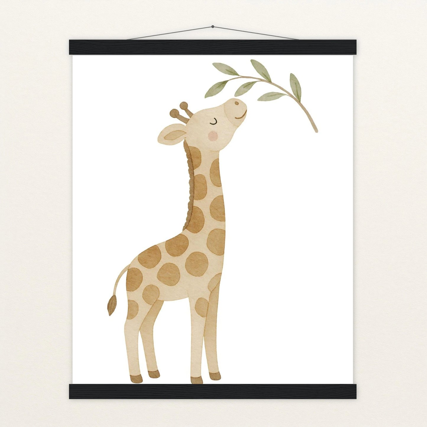 Greta die Giraffe - Motiv: "Blätter" Poster mit Leisten von tinylearner