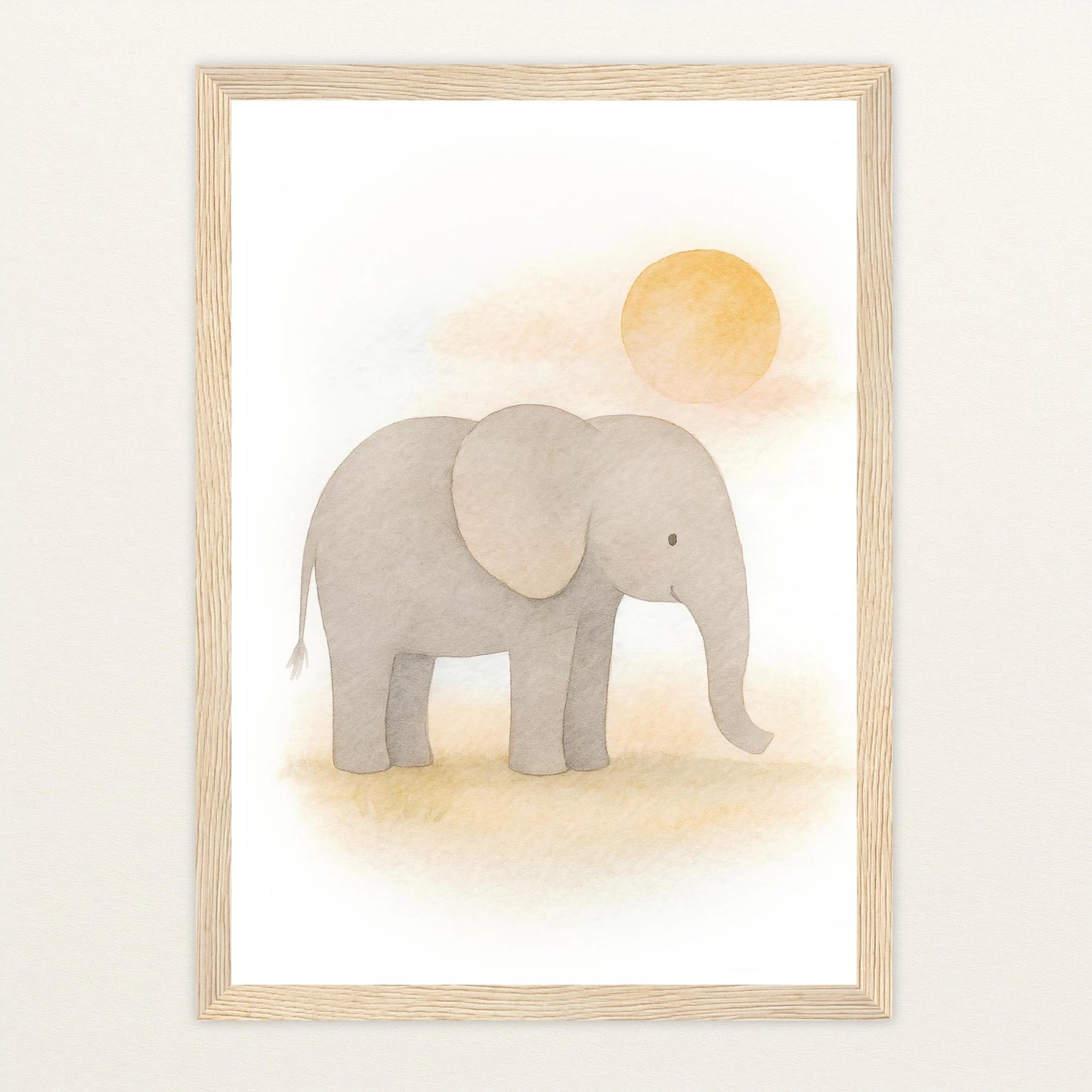 Emil der Elefant - Motiv: "Sonne" Poster mit Holzrahmen von tinylearner