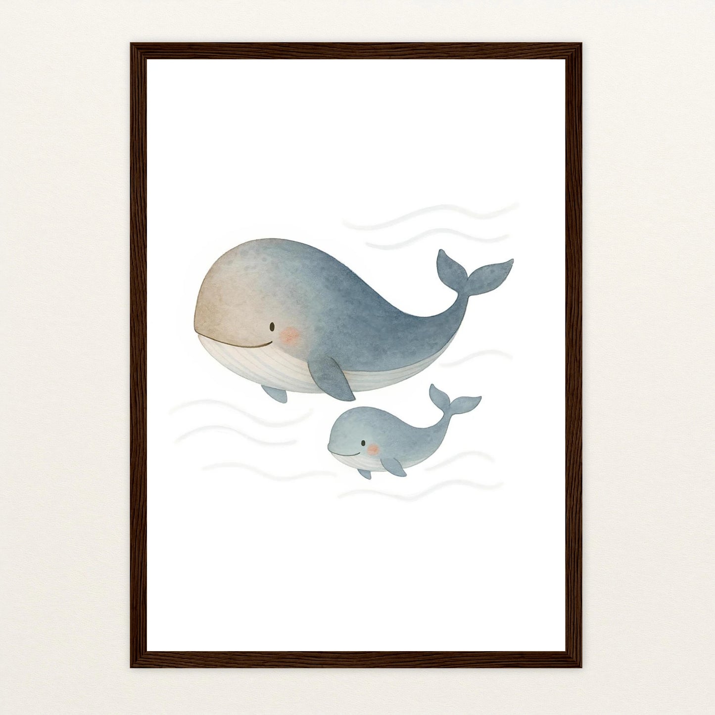 Willi der Wal - Motiv: "Familie" Poster mit Holzrahmen von tinylearner