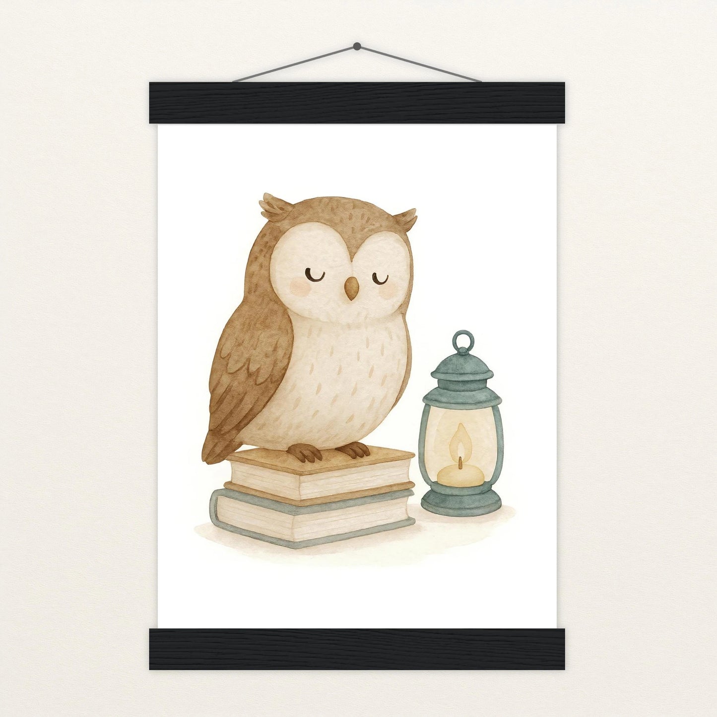 Emmi die Eule - Motiv: "Buch" Poster mit Leisten von tinylearner