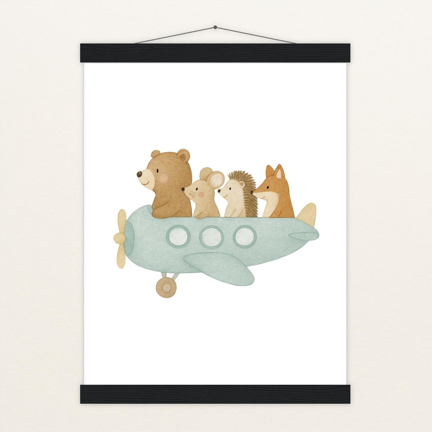 Tierfreunde - Motiv: "Flugzeug" Poster mit Leisten von tinylearner