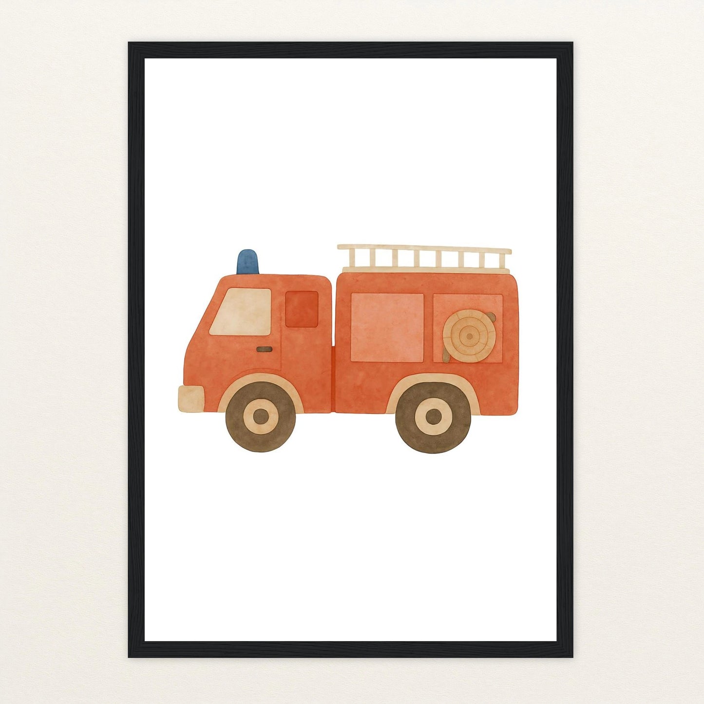Feuerwehrauto Poster mit Holzrahmen von tinylearner