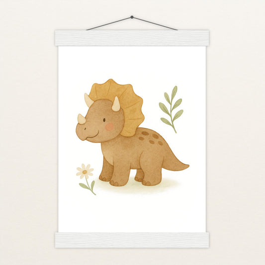 Dinosaurier Triceratops Poster mit Leisten von tinylearner