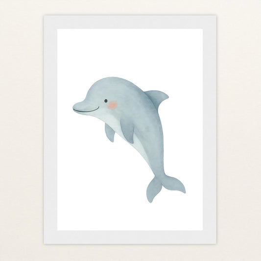Dora der Delfin Poster mit Holzrahmen von tinylearner