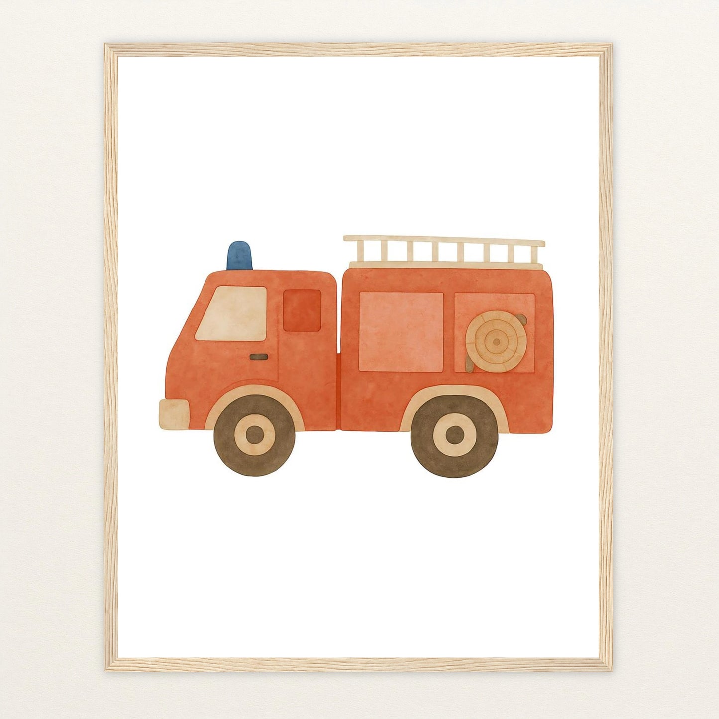 Feuerwehrauto Poster mit Holzrahmen von tinylearner
