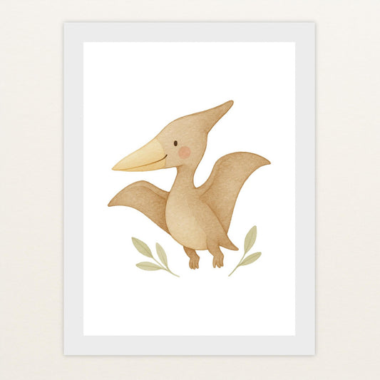 Dinosaurier Pteranodon Poster mit Holzrahmen von tinylearner