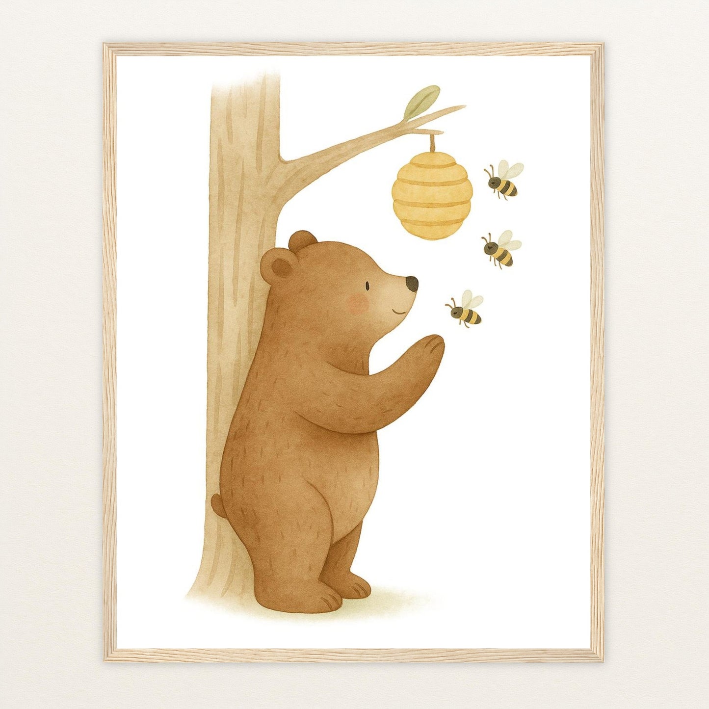 Balu der Bär - Motiv: "Bienenstock" Poster mit Holzrahmen von tinylearner