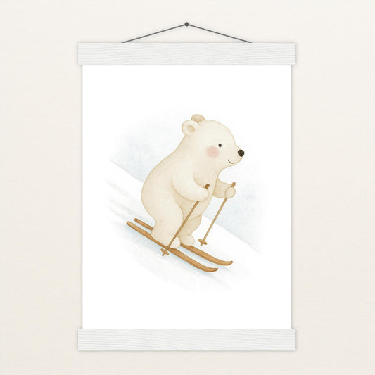 Pummel der Polarbär - Motiv: "Ski" Poster mit Leisten von tinylearner