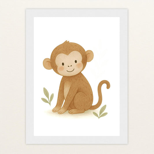 Aki der Affe Poster mit Holzrahmen von tinylearner