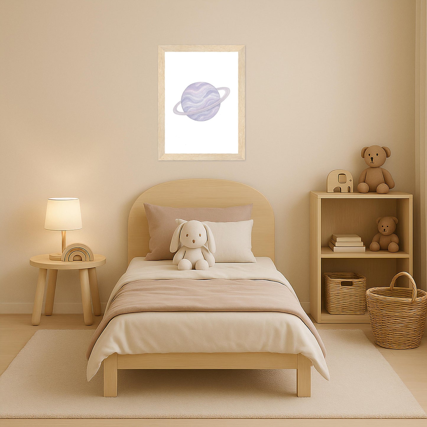 Planet Poster mit Holzrahmen von tinylearner