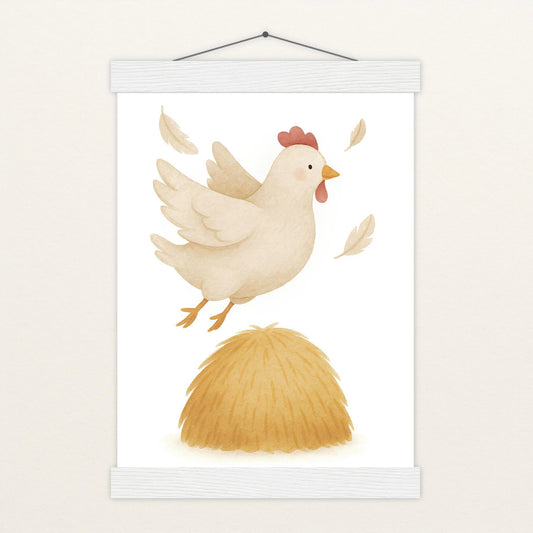 Hanni das Huhn - Motiv: "Heu" Poster mit Leisten von tinylearner