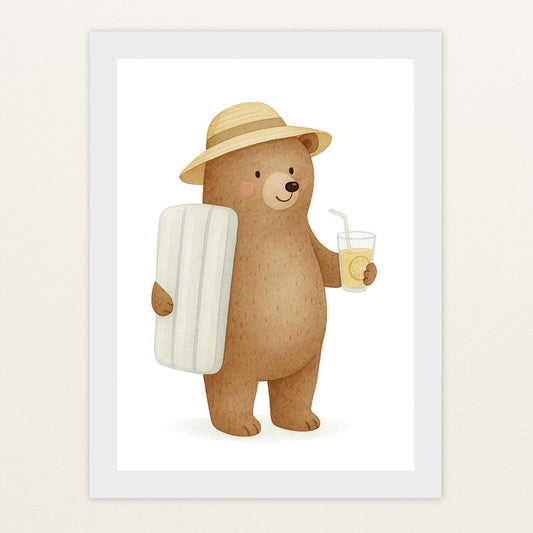 Balu der Bär - Motiv: "Strandtag" Poster mit Holzrahmen von tinylearner