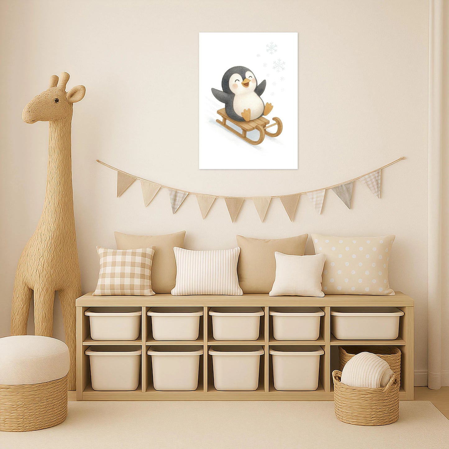Pia der Pinguin - Motiv: "Schlitten" Poster von tinylearner