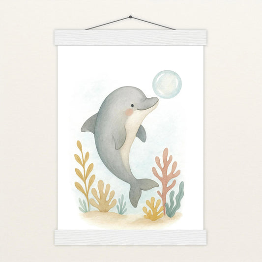 Dora der Delfin - Motiv: "Luftblase" Poster mit Leisten von tinylearner