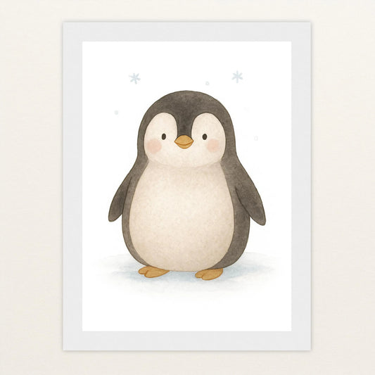 Pia der Pinguin Poster mit Holzrahmen von tinylearner