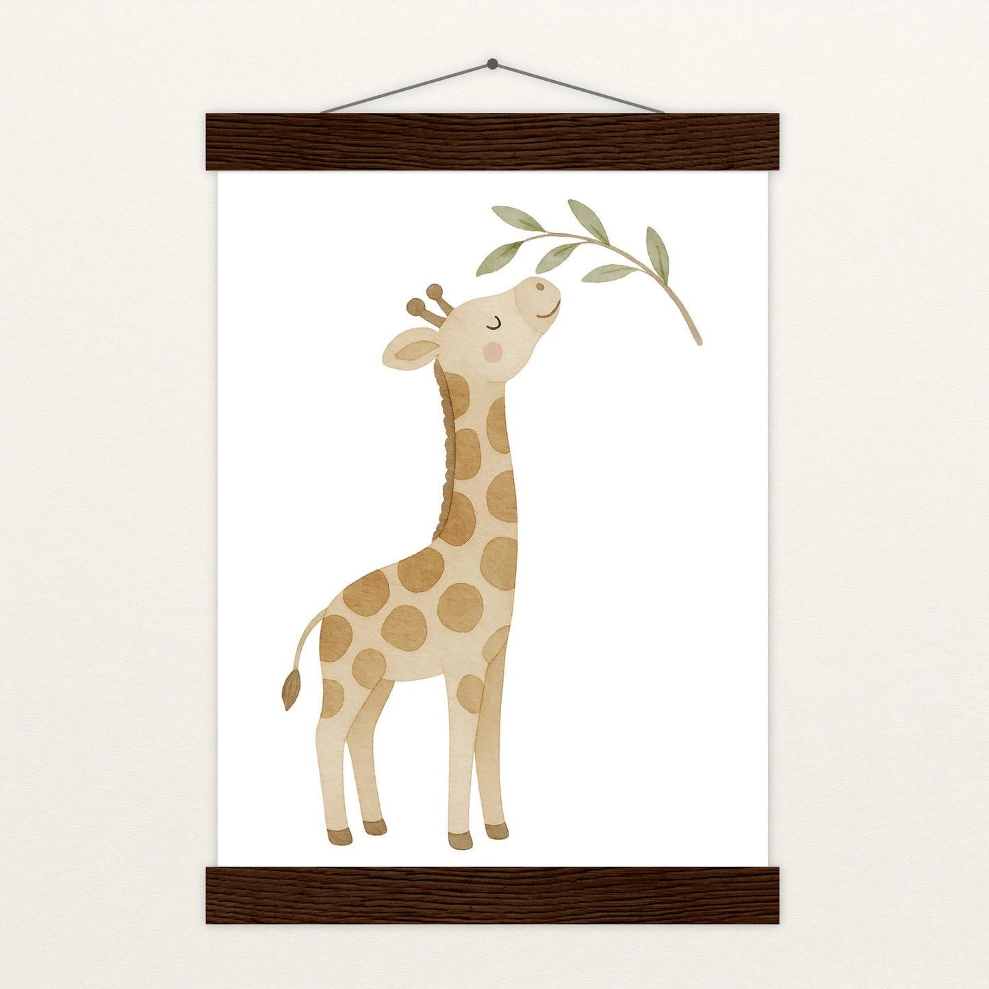 Greta die Giraffe - Motiv: "Blätter" Poster mit Leisten von tinylearner
