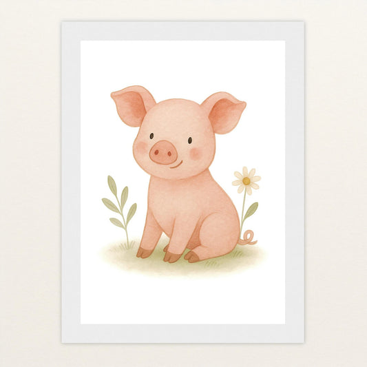 Susi das Schwein Poster mit Holzrahmen von tinylearner