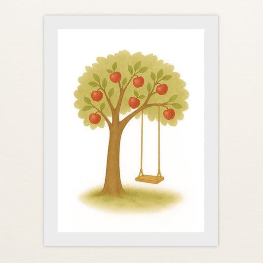 Apfelbaum Poster mit Holzrahmen von tinylearner