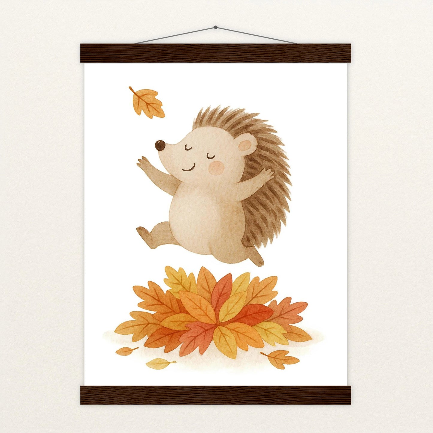 Iggi der Igel - Motiv: "Laub" Poster mit Leisten von tinylearner