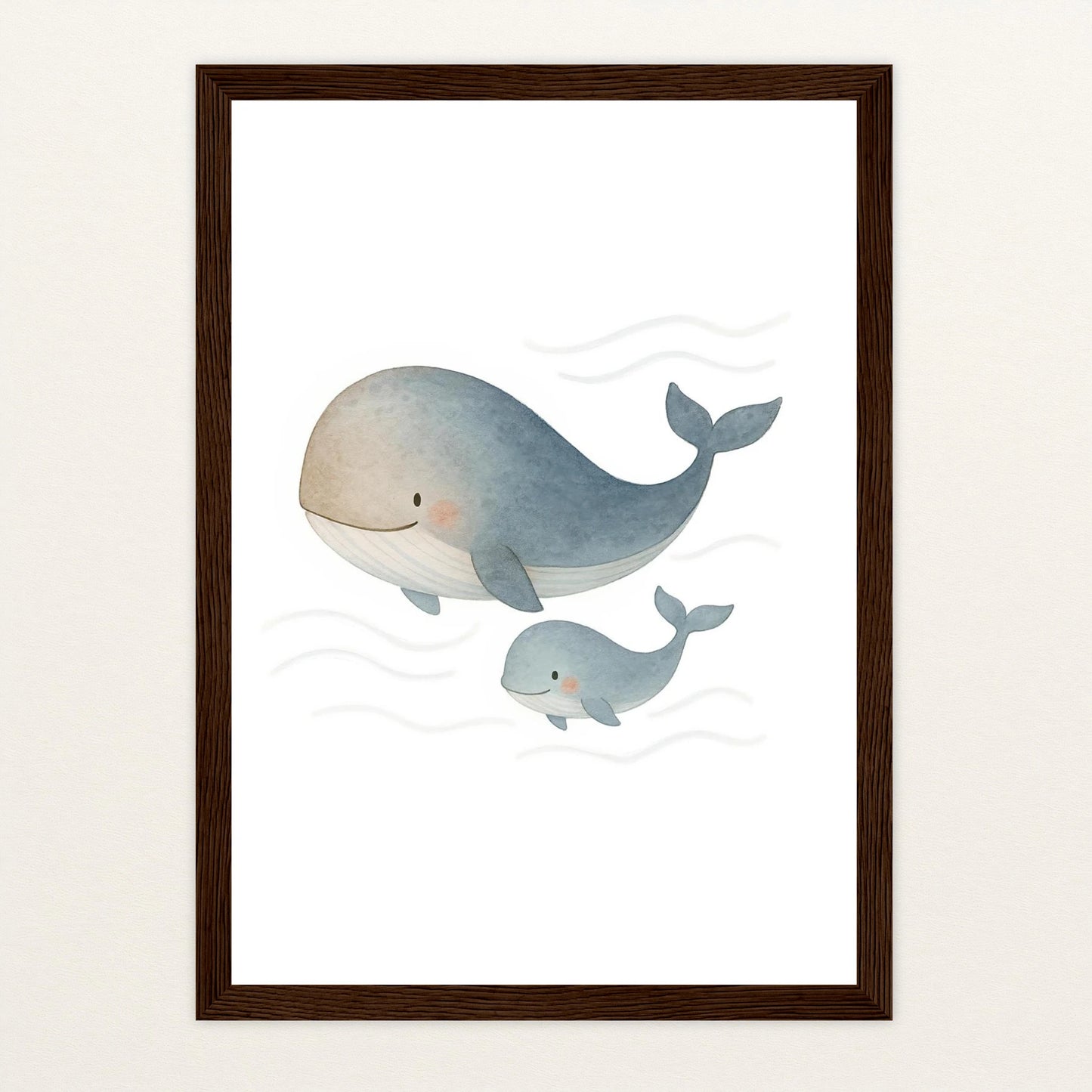 Willi der Wal - Motiv: "Familie" Poster mit Holzrahmen von tinylearner