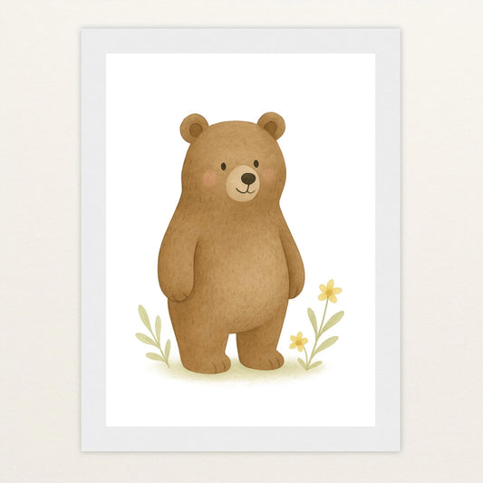 Balu der Bär Poster mit Holzrahmen von tinylearner