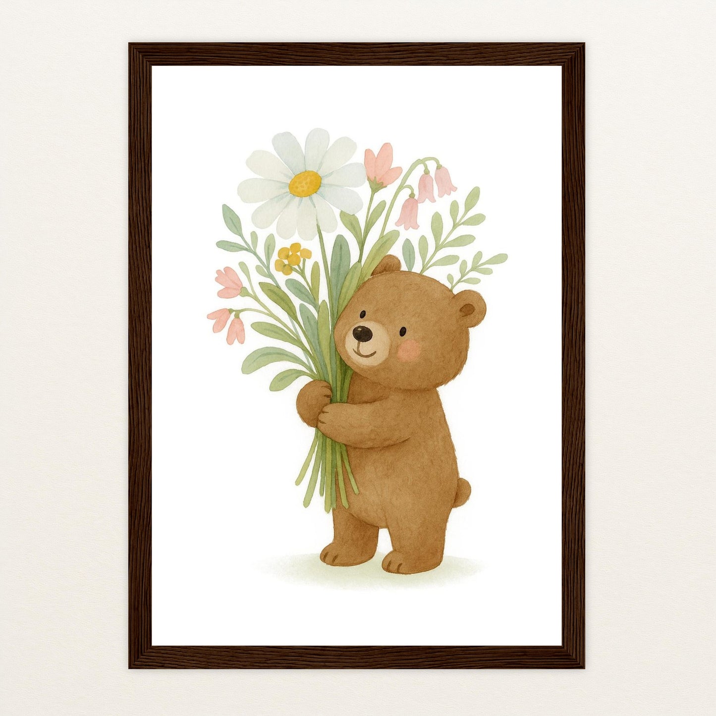 Balu der Bär - Motiv: "Blumenstrauß" Poster mit Holzrahmen von tinylearner
