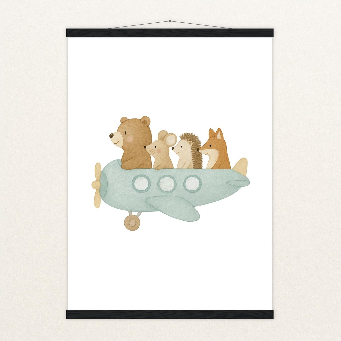 Tierfreunde - Motiv: "Flugzeug" Poster mit Leisten von tinylearner