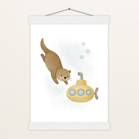Otti der Otter - Motiv: "U-Boot" Poster mit Leisten von tinylearner