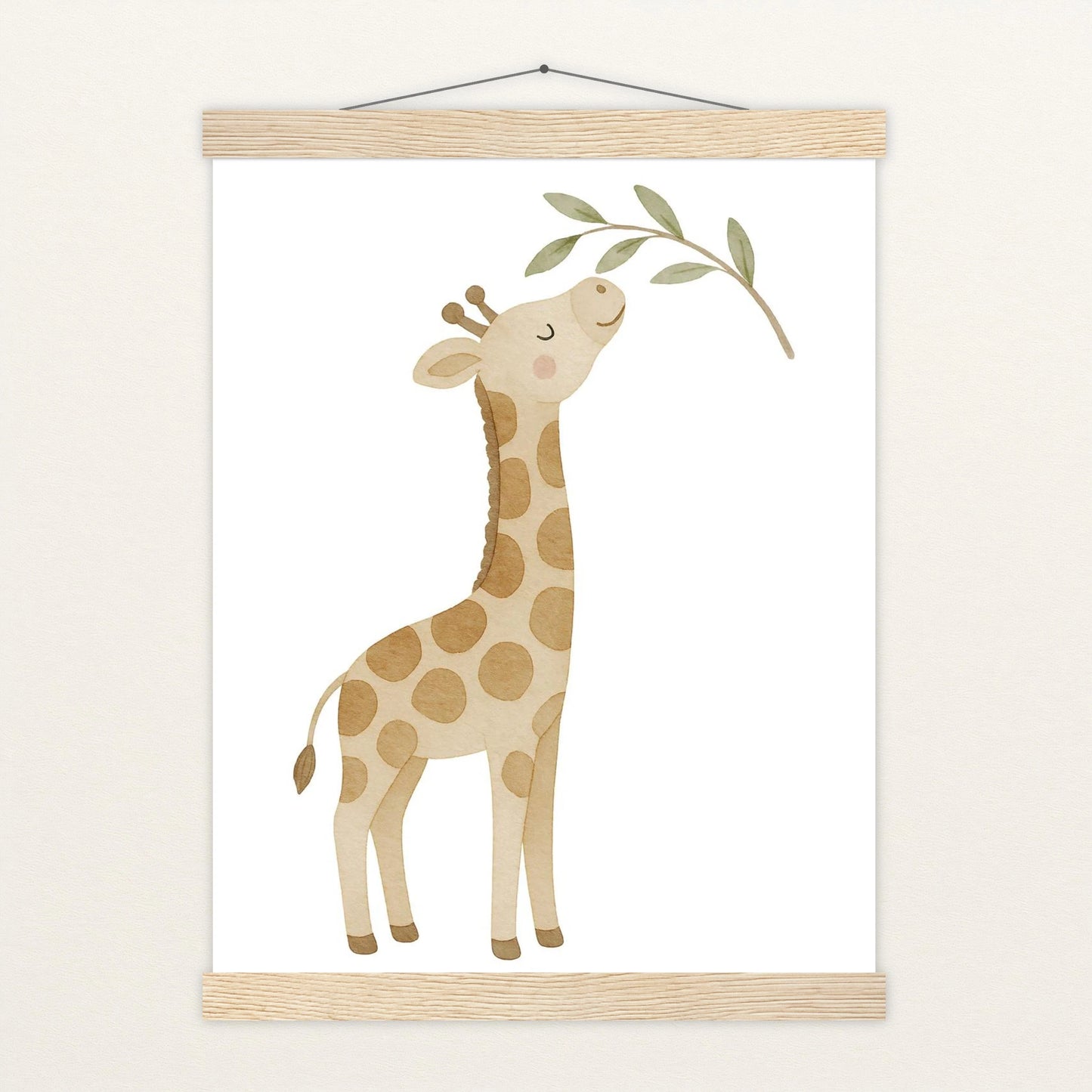 Greta die Giraffe - Motiv: "Blätter" Poster mit Leisten von tinylearner