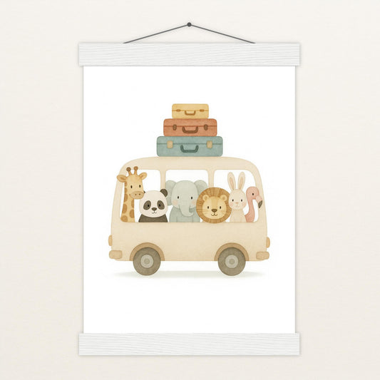Tierfreunde - Motiv: "Reisebus" Poster mit Leisten von tinylearner