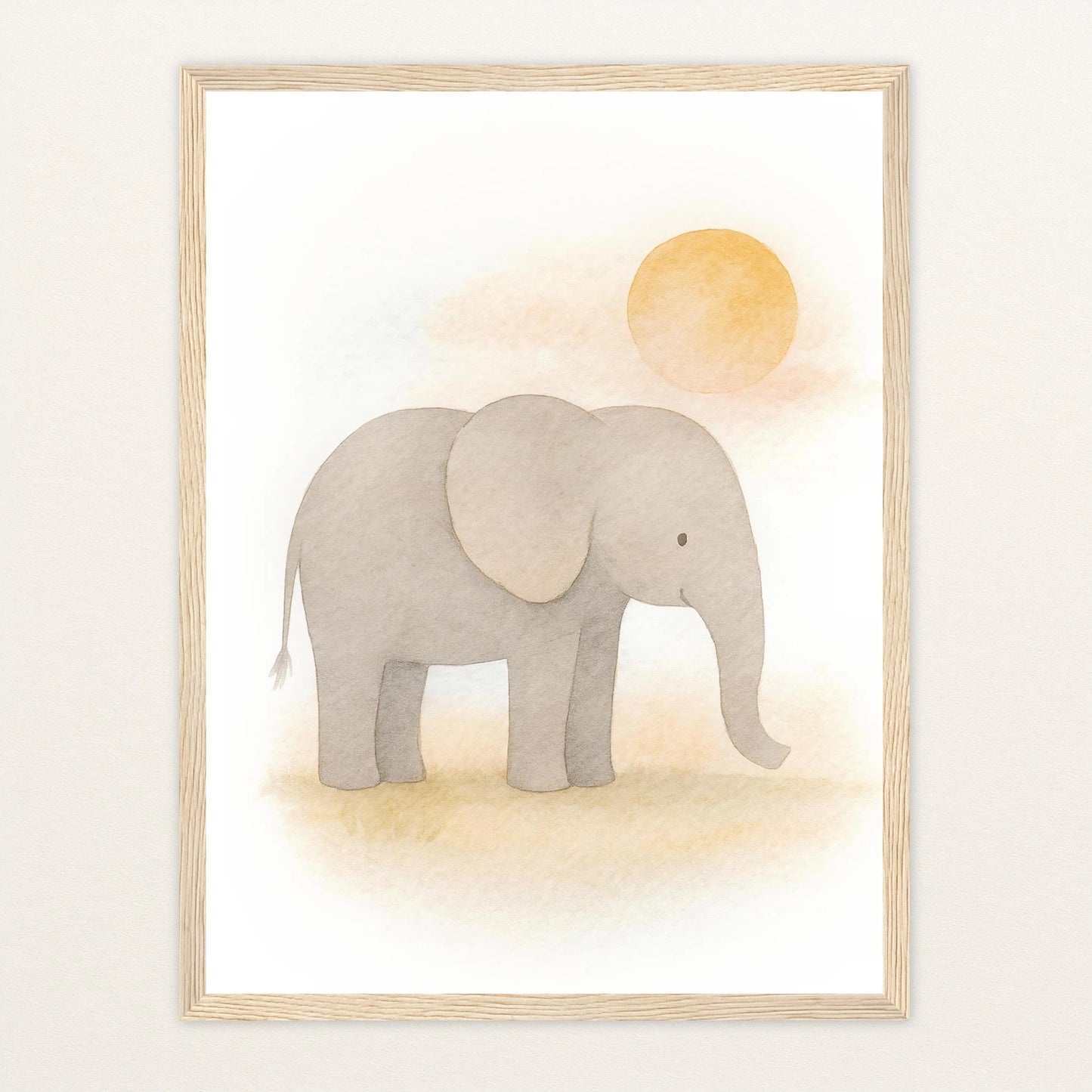 Emil der Elefant - Motiv: "Sonne" Poster mit Holzrahmen von tinylearner