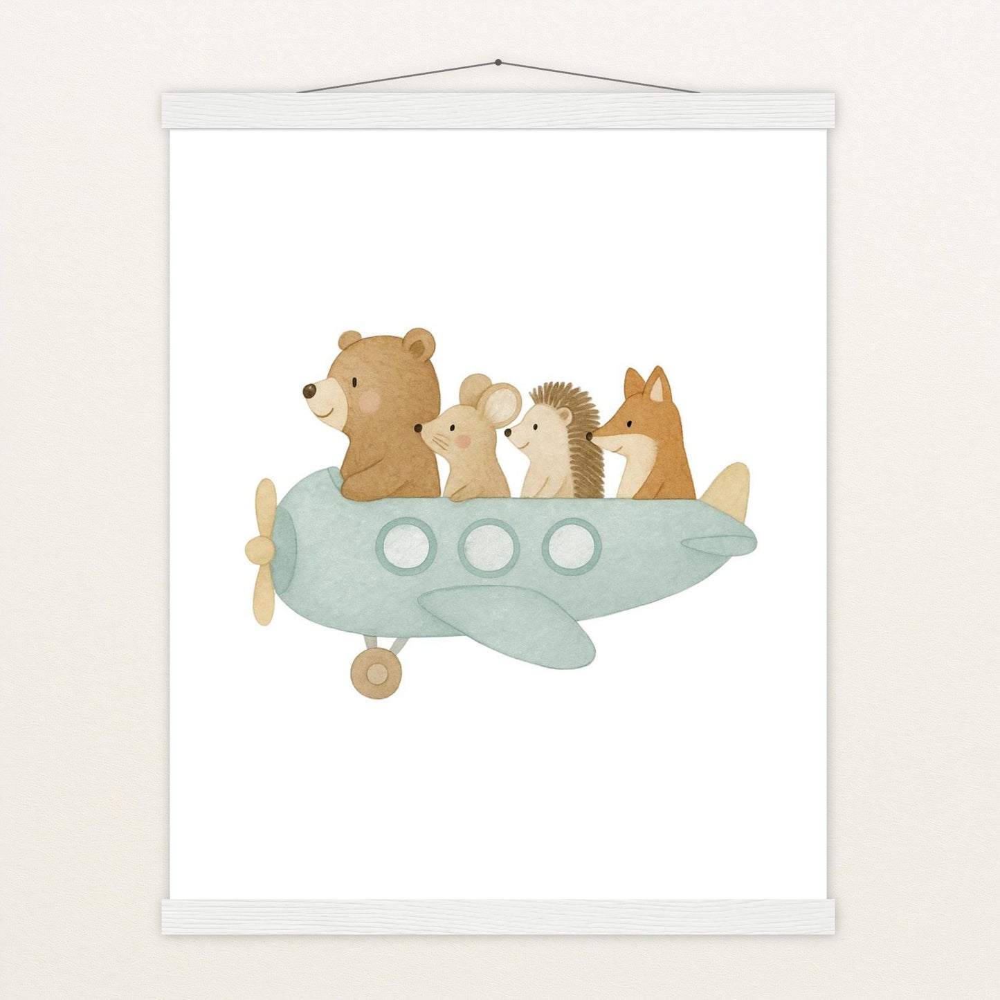 Tierfreunde - Motiv: "Flugzeug" Poster mit Leisten von tinylearner