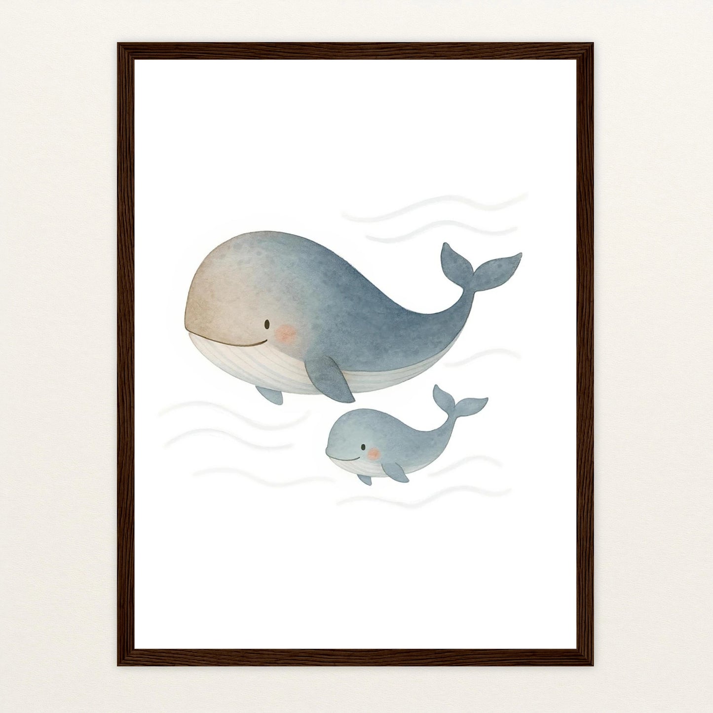 Willi der Wal - Motiv: "Familie" Poster mit Holzrahmen von tinylearner
