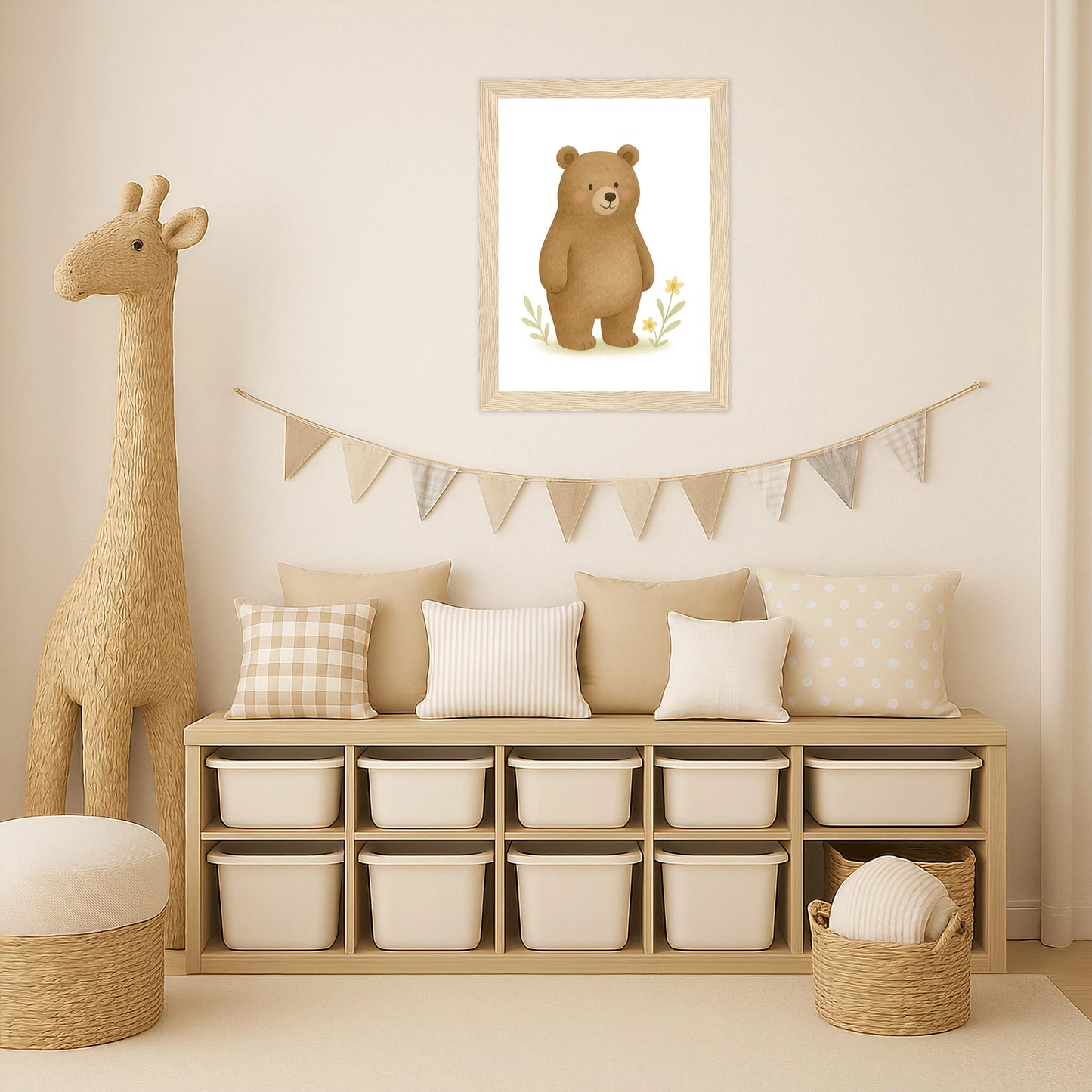 Balu der Bär Poster mit Holzrahmen von tinylearner