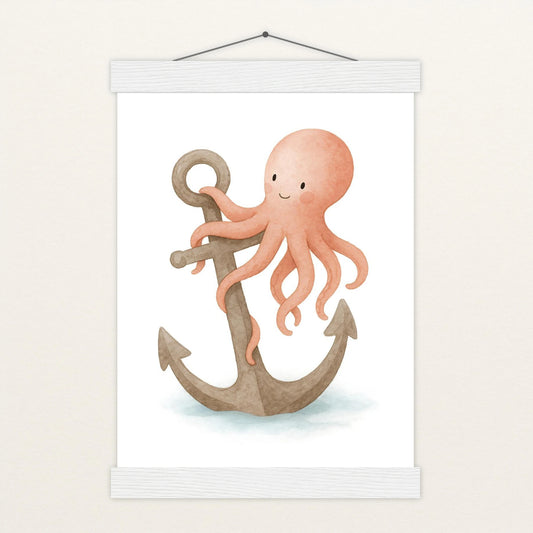 Tilli der Tintenfisch - Motiv: "Anker" Poster mit Leisten von tinylearner