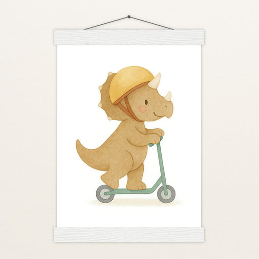 Dinosaurier Triceratops - Motiv: "Roller" Poster mit Leisten von tinylearner