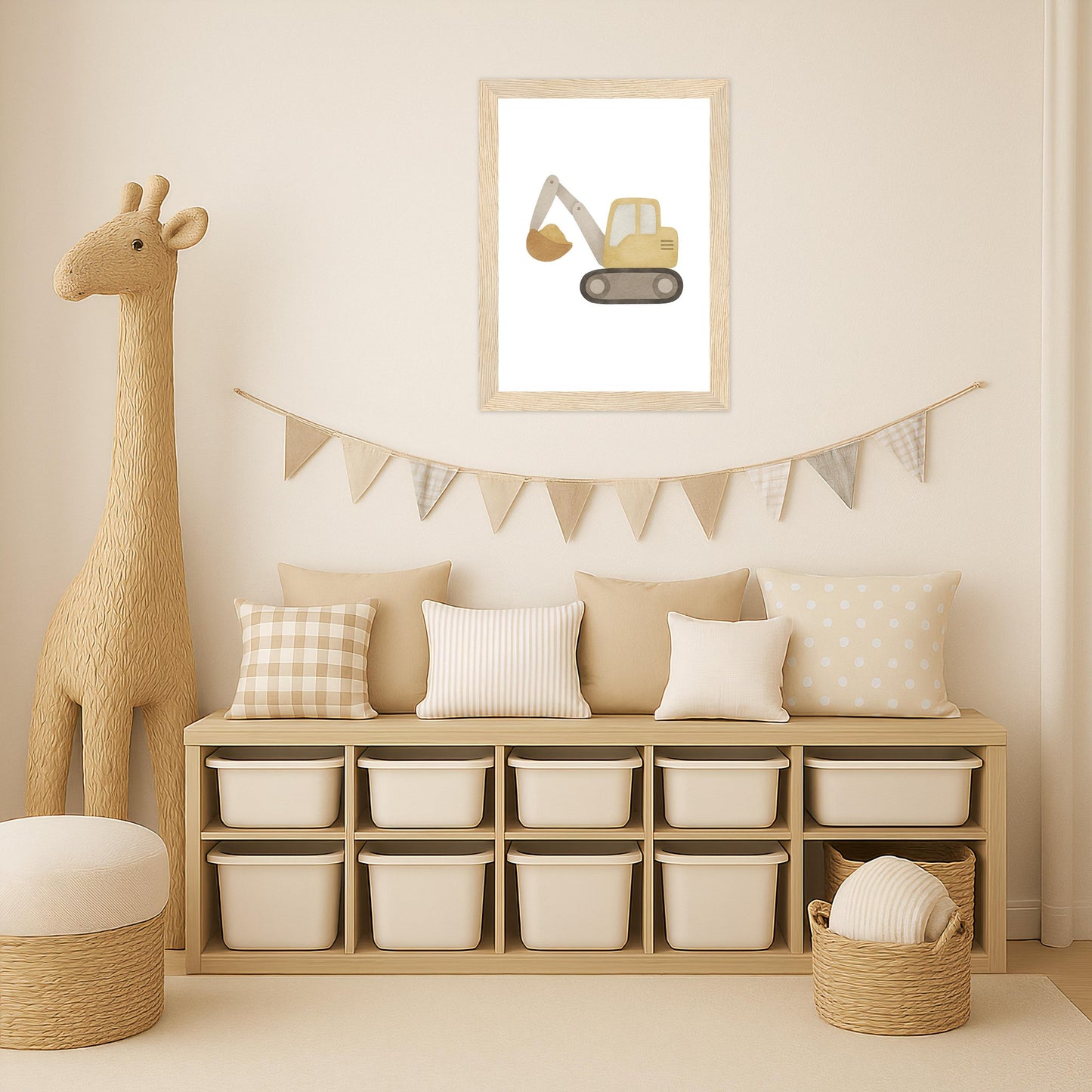 Bagger Poster mit Holzrahmen von tinylearner