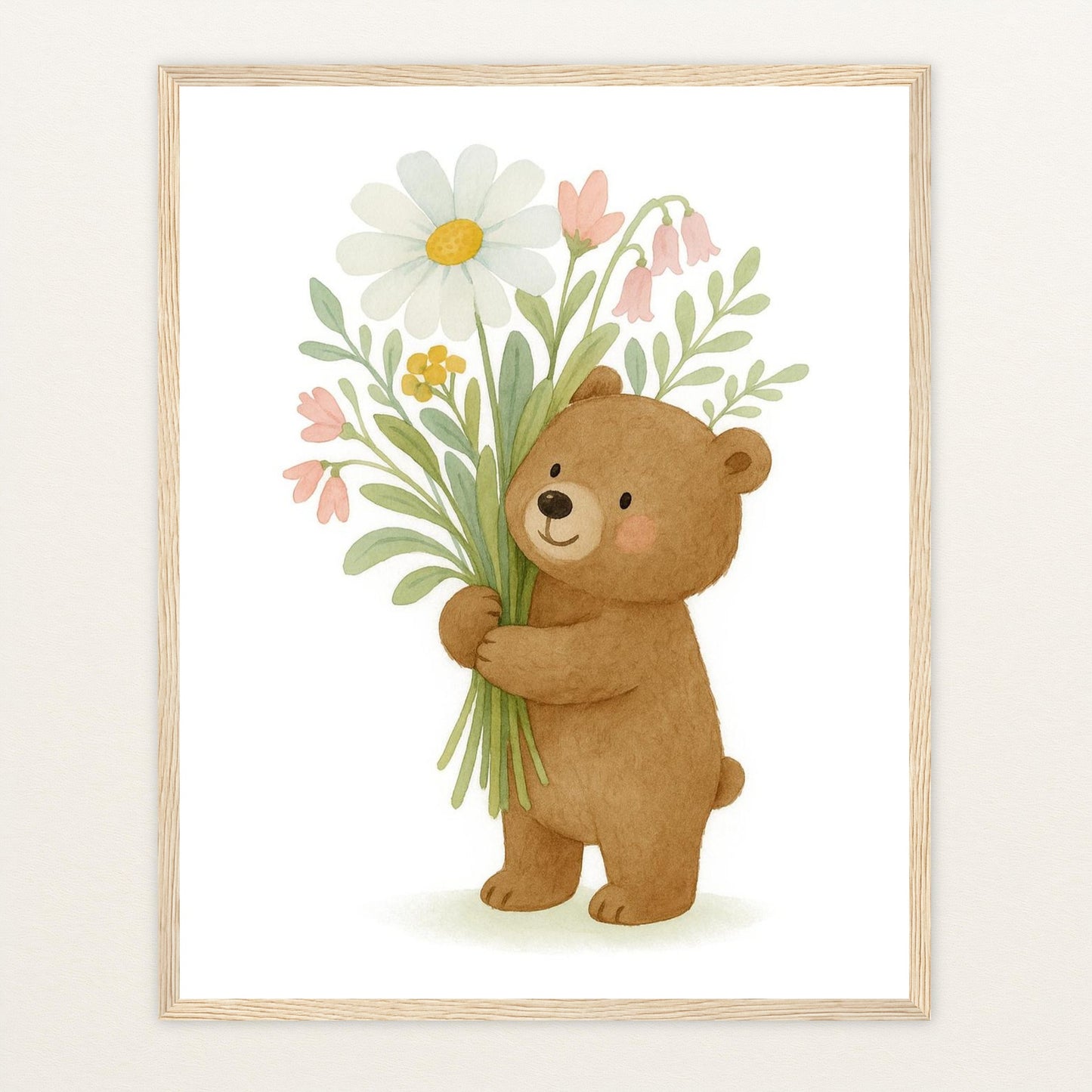 Balu der Bär - Motiv: "Blumenstrauß" Poster mit Holzrahmen von tinylearner