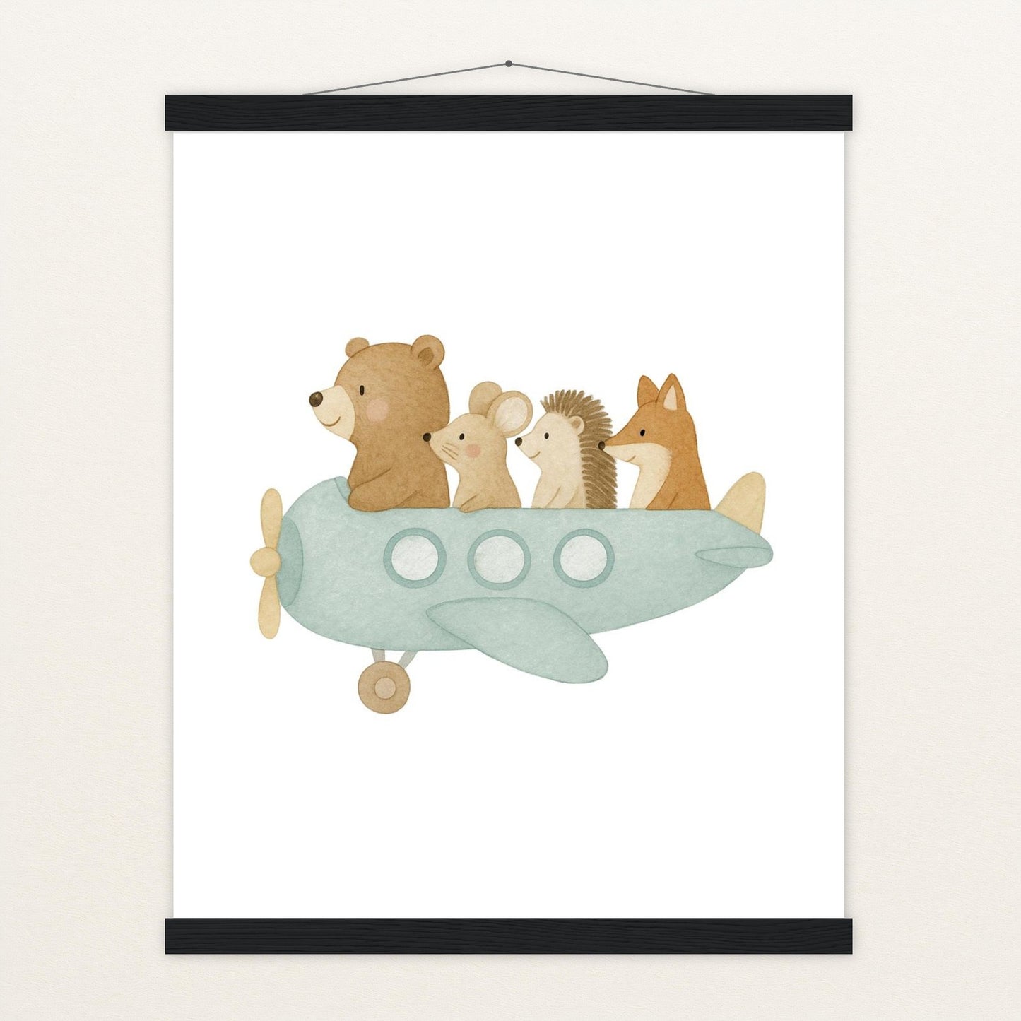 Tierfreunde - Motiv: "Flugzeug" Poster mit Leisten von tinylearner