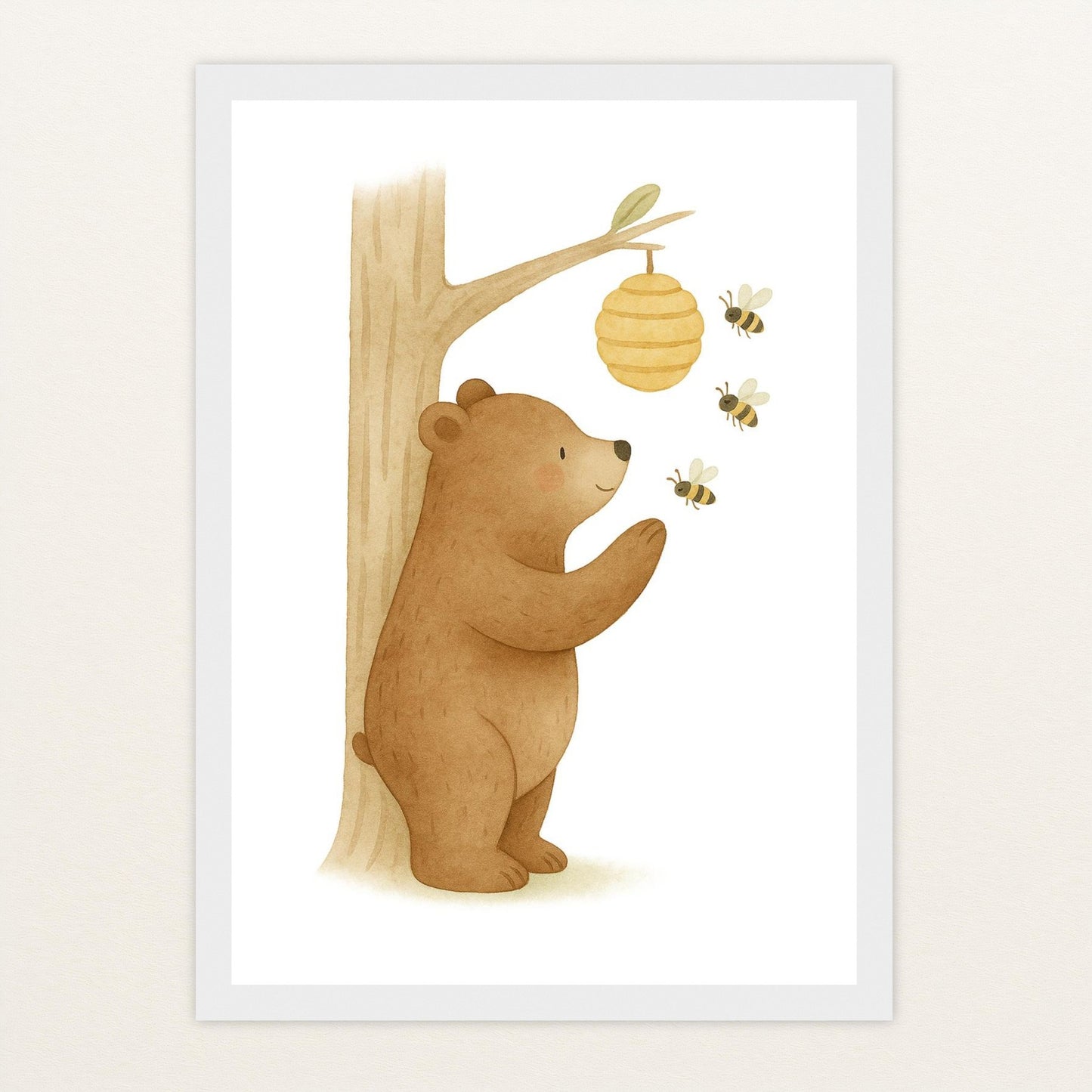 Balu der Bär - Motiv: "Bienenstock" Poster mit Holzrahmen von tinylearner