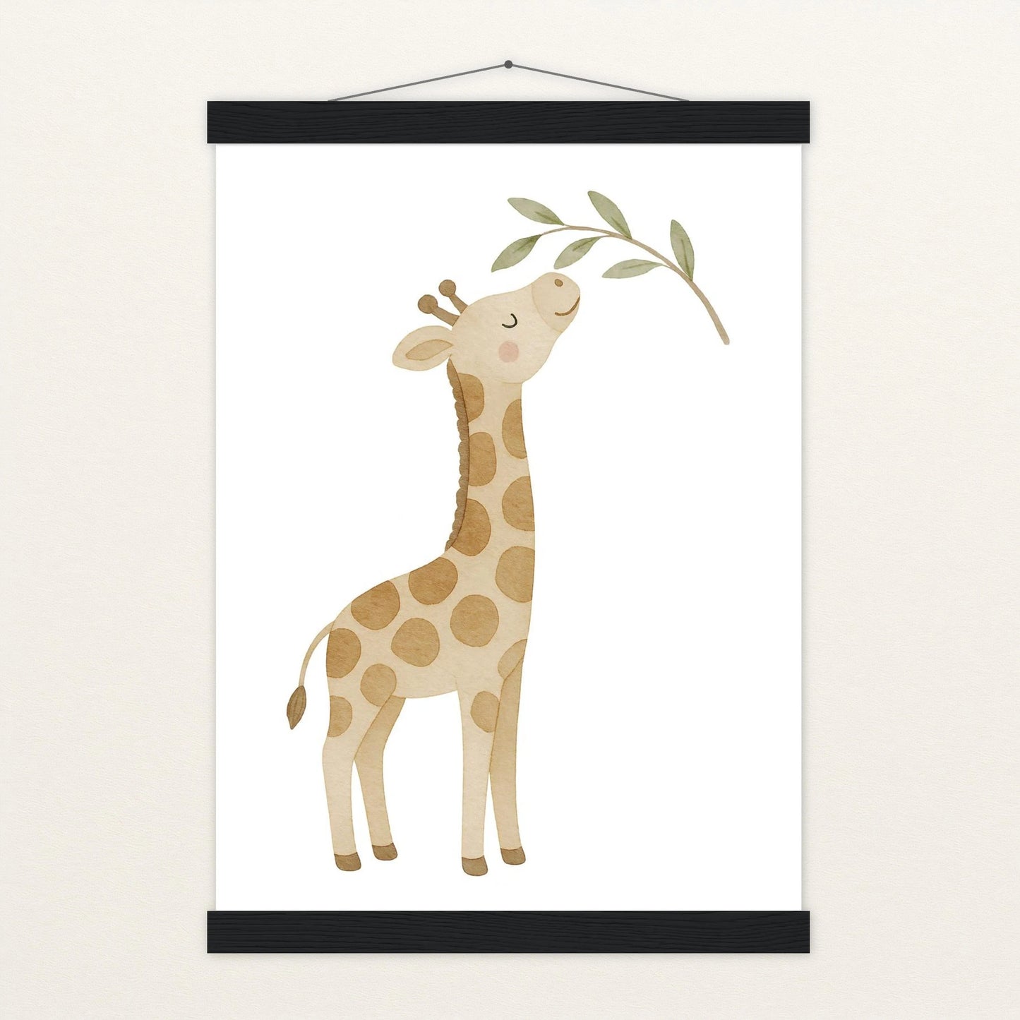 Greta die Giraffe - Motiv: "Blätter" Poster mit Leisten von tinylearner